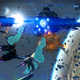A giant space battle above a rocky planet.